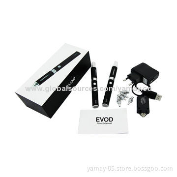 E cigarettes EVOD double kit with various colors and cigarette box packing